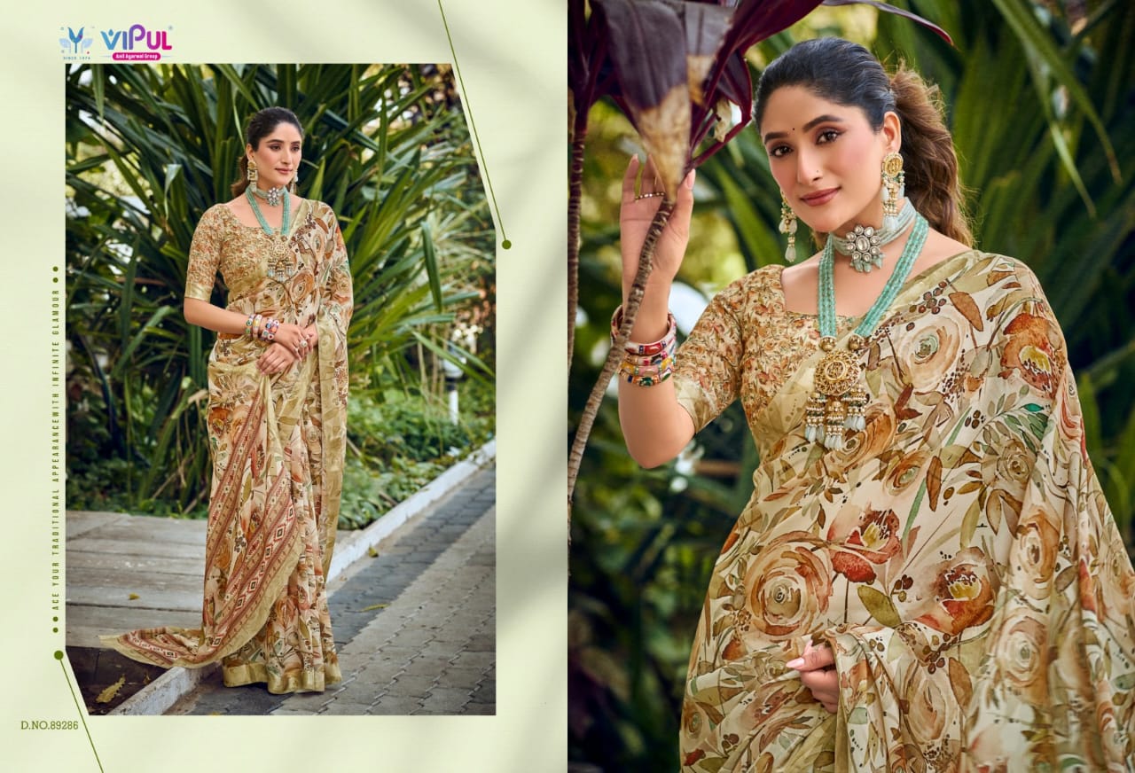 Vipul Dal Mos Crafted Sarees With Vibrant Color Of Sarees