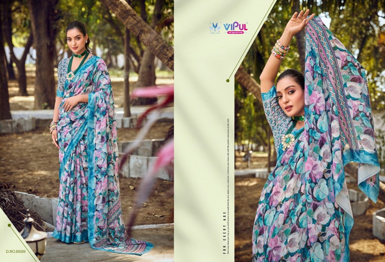 Vipul Dal Mos Crafted Sarees With Vibrant Color Of Sarees