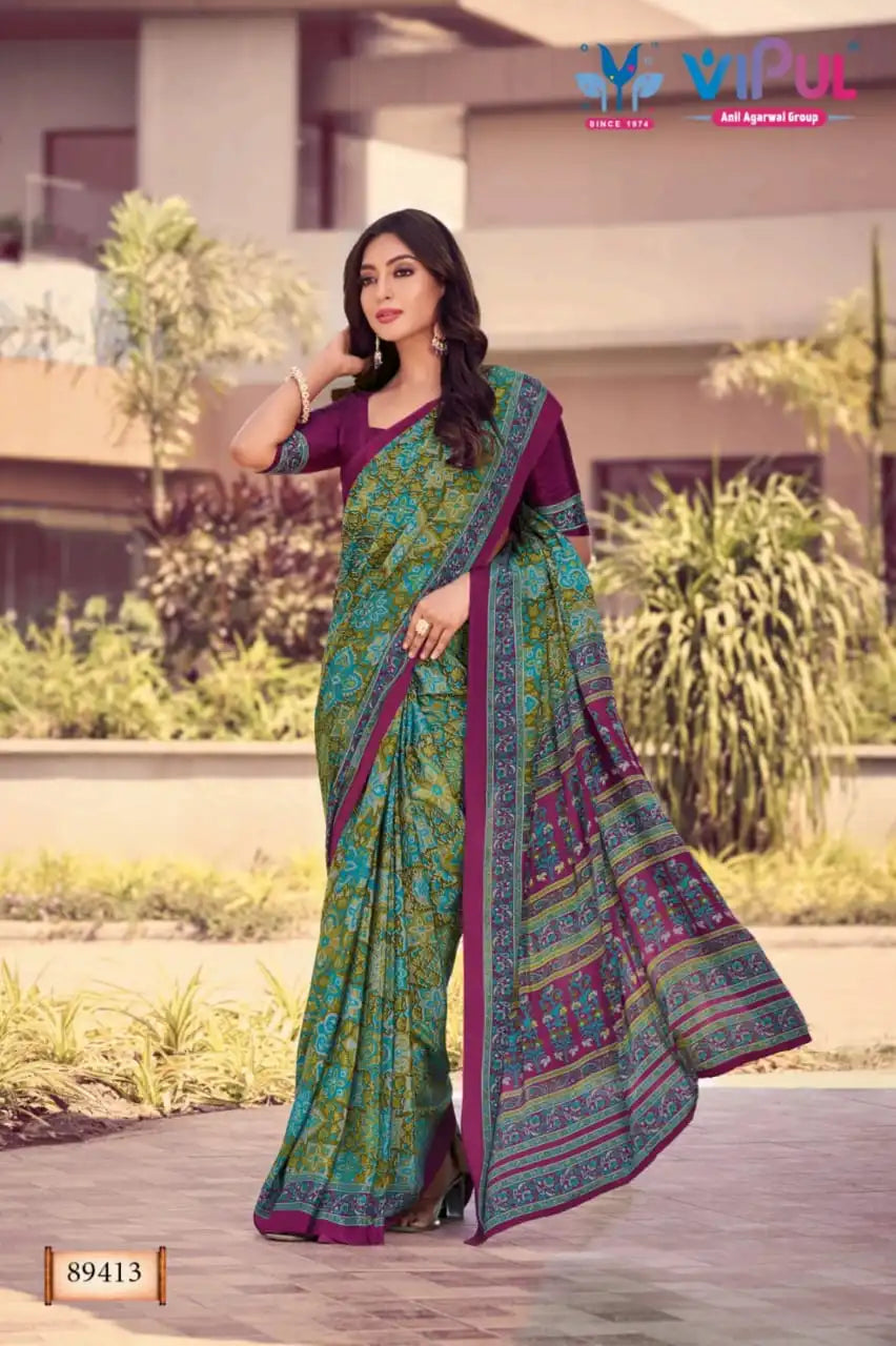 Vipul Sarees Crafted From Premium Crepe Fabric Offer A Smooth Lightweight Drape That Enhances Comfort