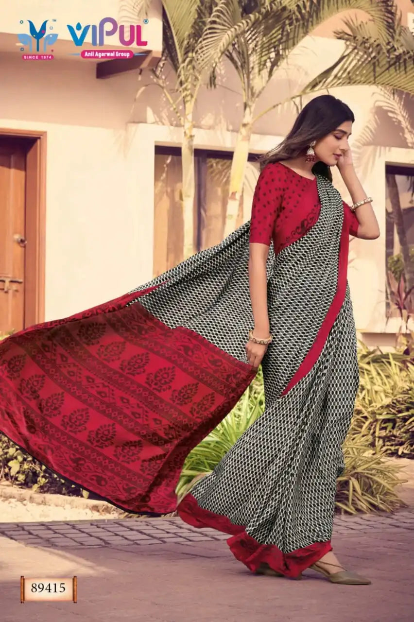 Vipul Sarees Crafted From Premium Crepe Fabric Offer A Smooth Lightweight Drape That Enhances Comfort
