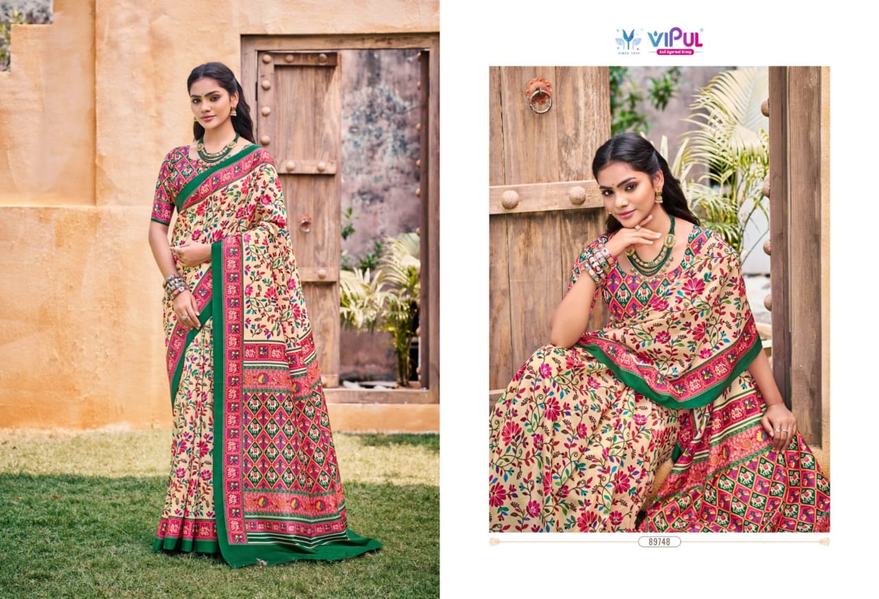 Vipul Crepe Silk Sarees Combine With Smooth Texture