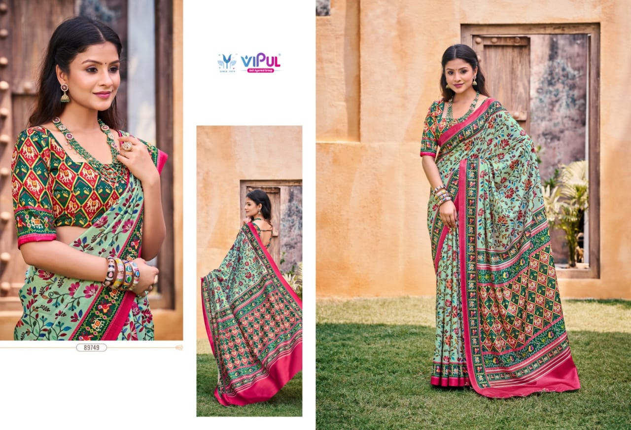 Vipul Crepe Silk Sarees Combine With Smooth Texture