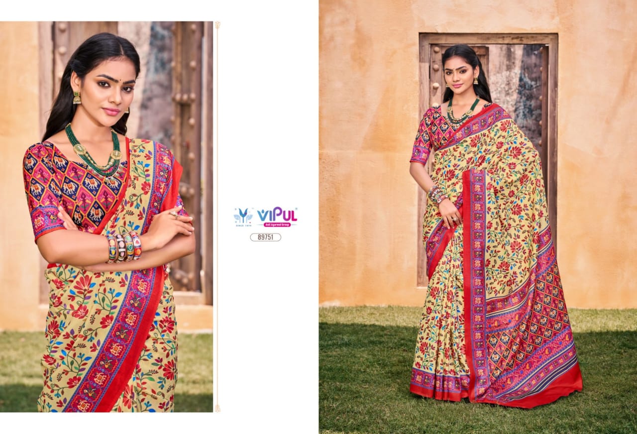 Vipul Crepe Silk Sarees Combine With Smooth Texture