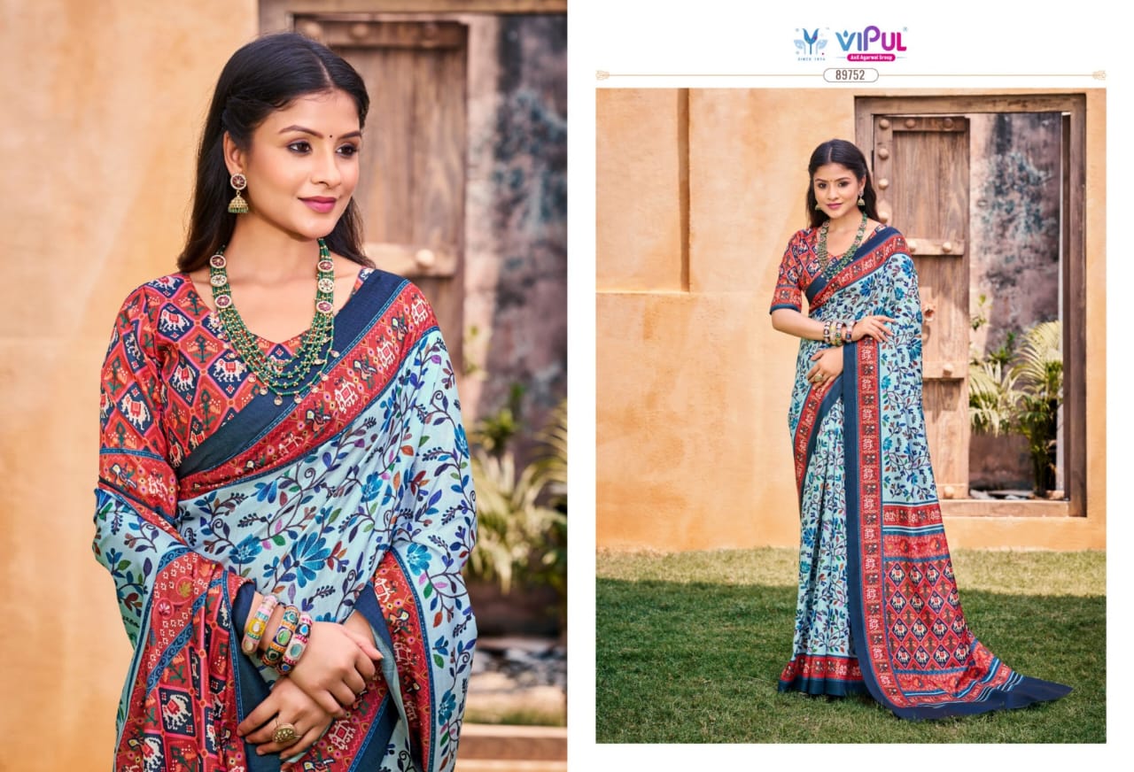 Vipul Crepe Silk Sarees Combine With Smooth Texture