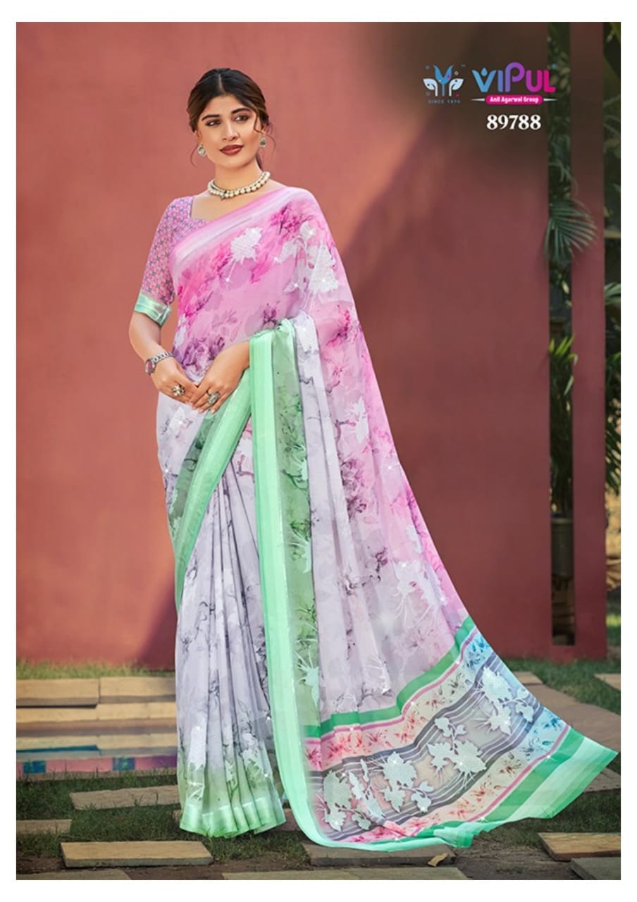 Vipul Dal Mos Sarees Offers A Refiend Blend Of Traditional Carftsmanship