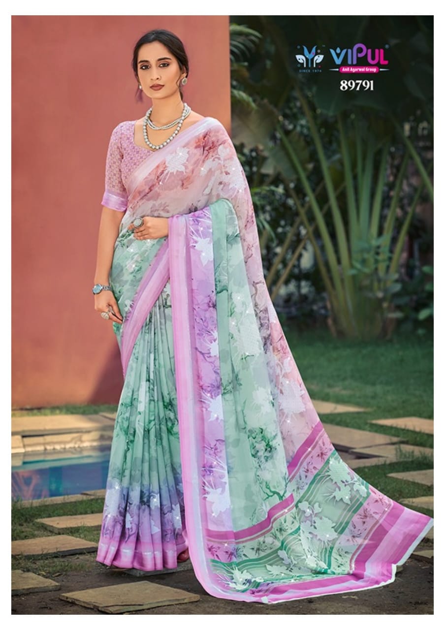 Vipul Dal Mos Sarees Offers A Refiend Blend Of Traditional Carftsmanship