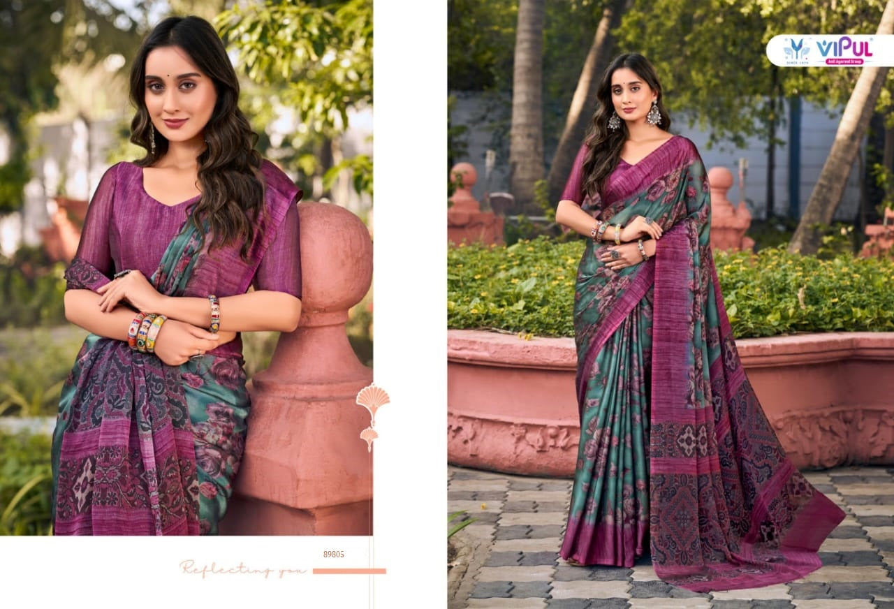 Vipul Chiffon Sarees With Vibrant Color Sarees With Lihghtweight Chiffon Fabric