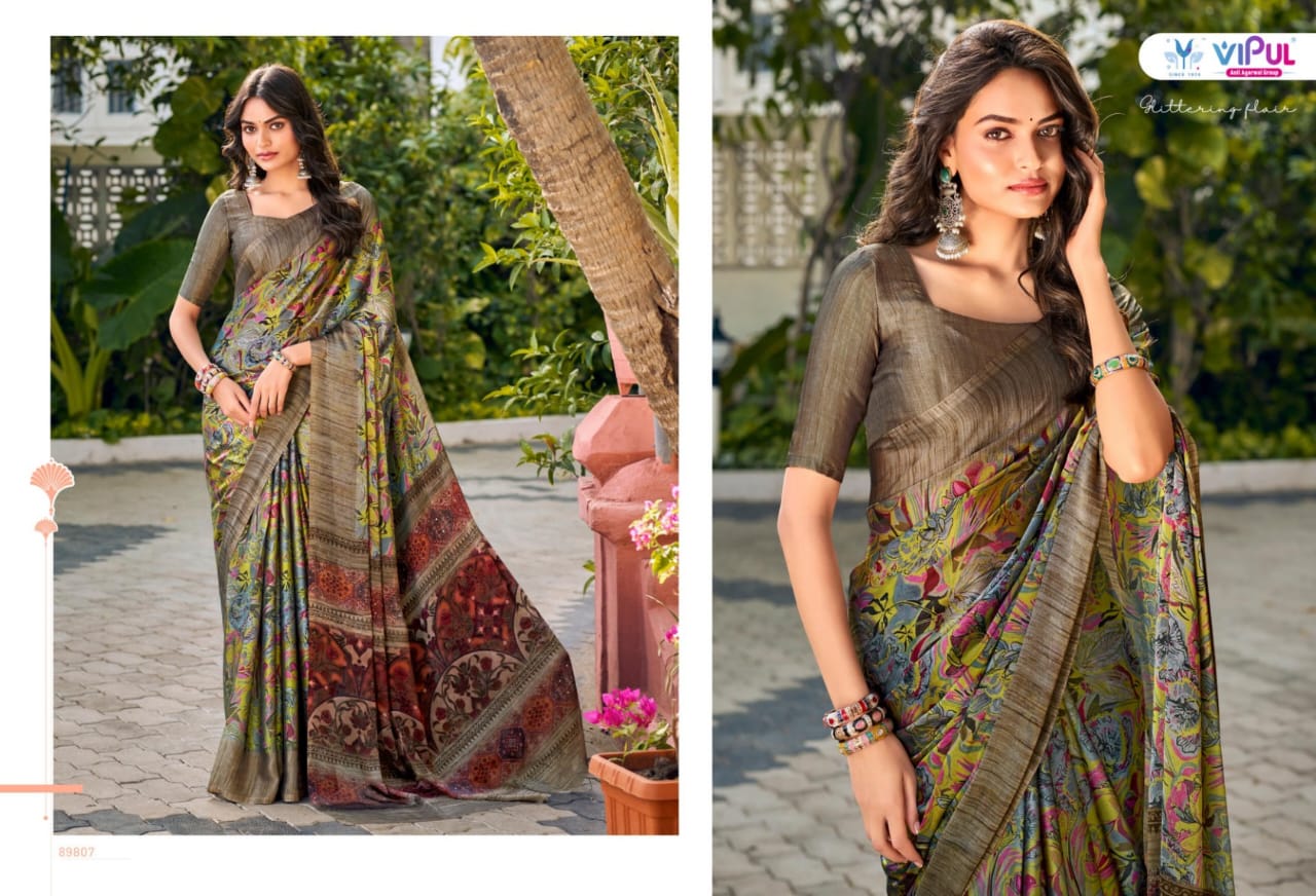 Vipul Chiffon Sarees With Vibrant Color Sarees With Lihghtweight Chiffon Fabric