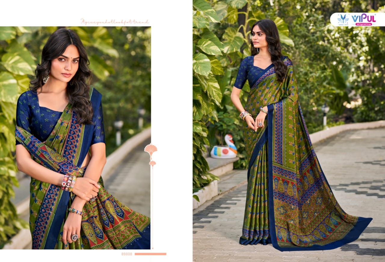 Vipul Chiffon Sarees With Vibrant Color Sarees With Lihghtweight Chiffon Fabric