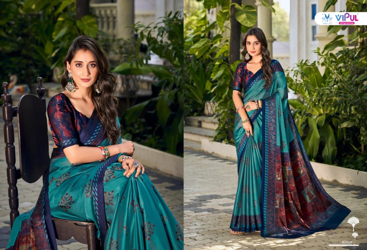 Vipul Chiffon Sarees With Vibrant Color Sarees With Lihghtweight Chiffon Fabric
