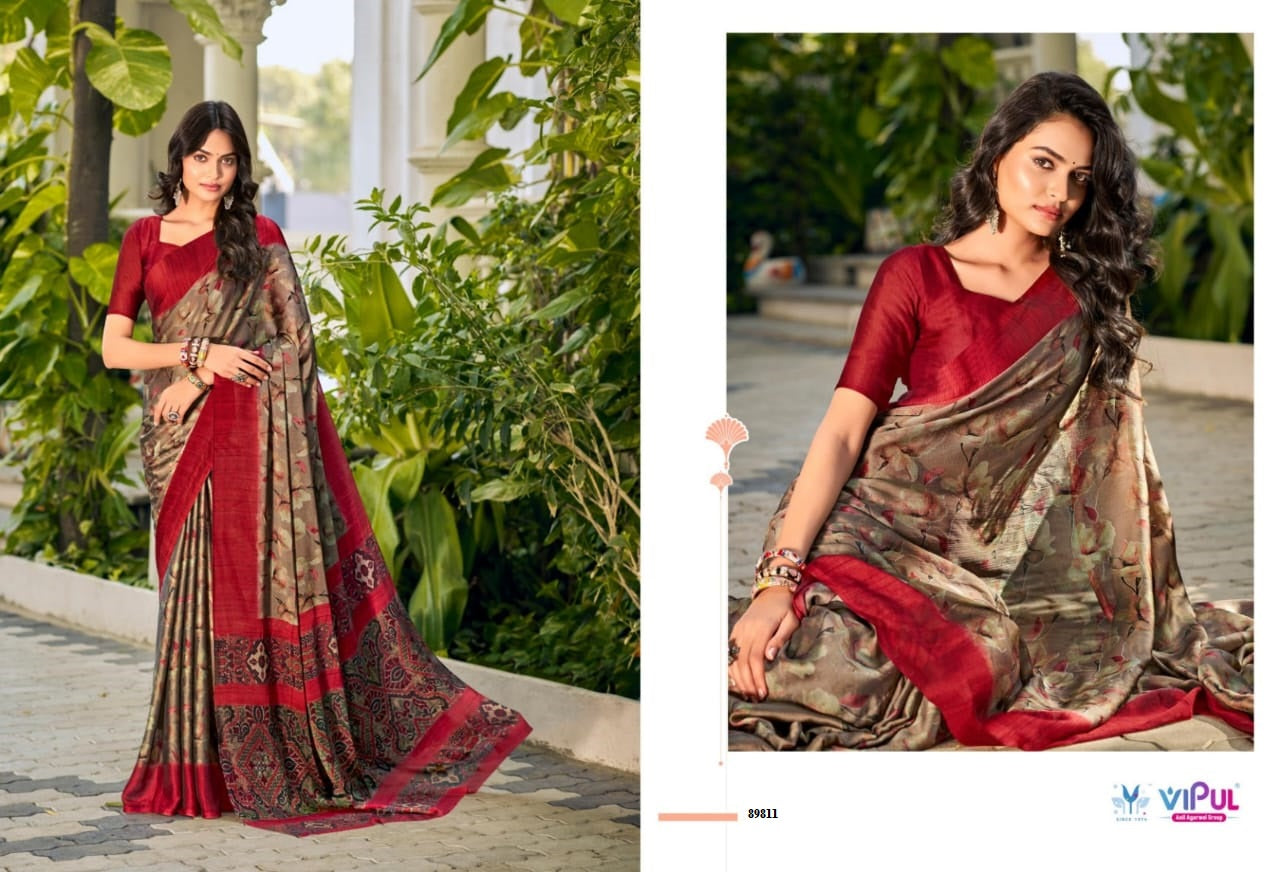 Vipul Chiffon Sarees With Vibrant Color Sarees With Lihghtweight Chiffon Fabric