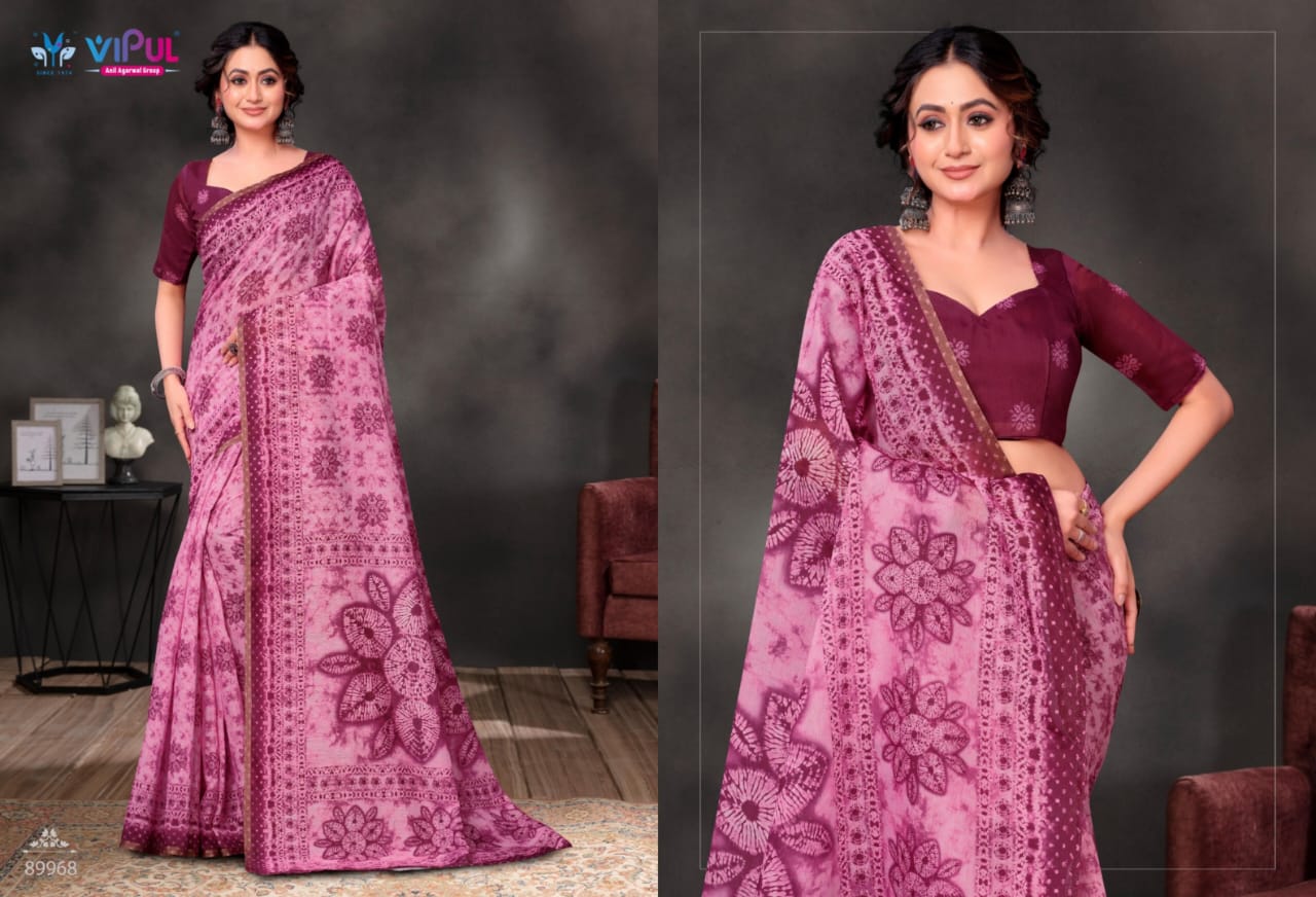 Vipul Cotton Sarees With Breathable Cotton Fabric And Mulitple Vibrant Color