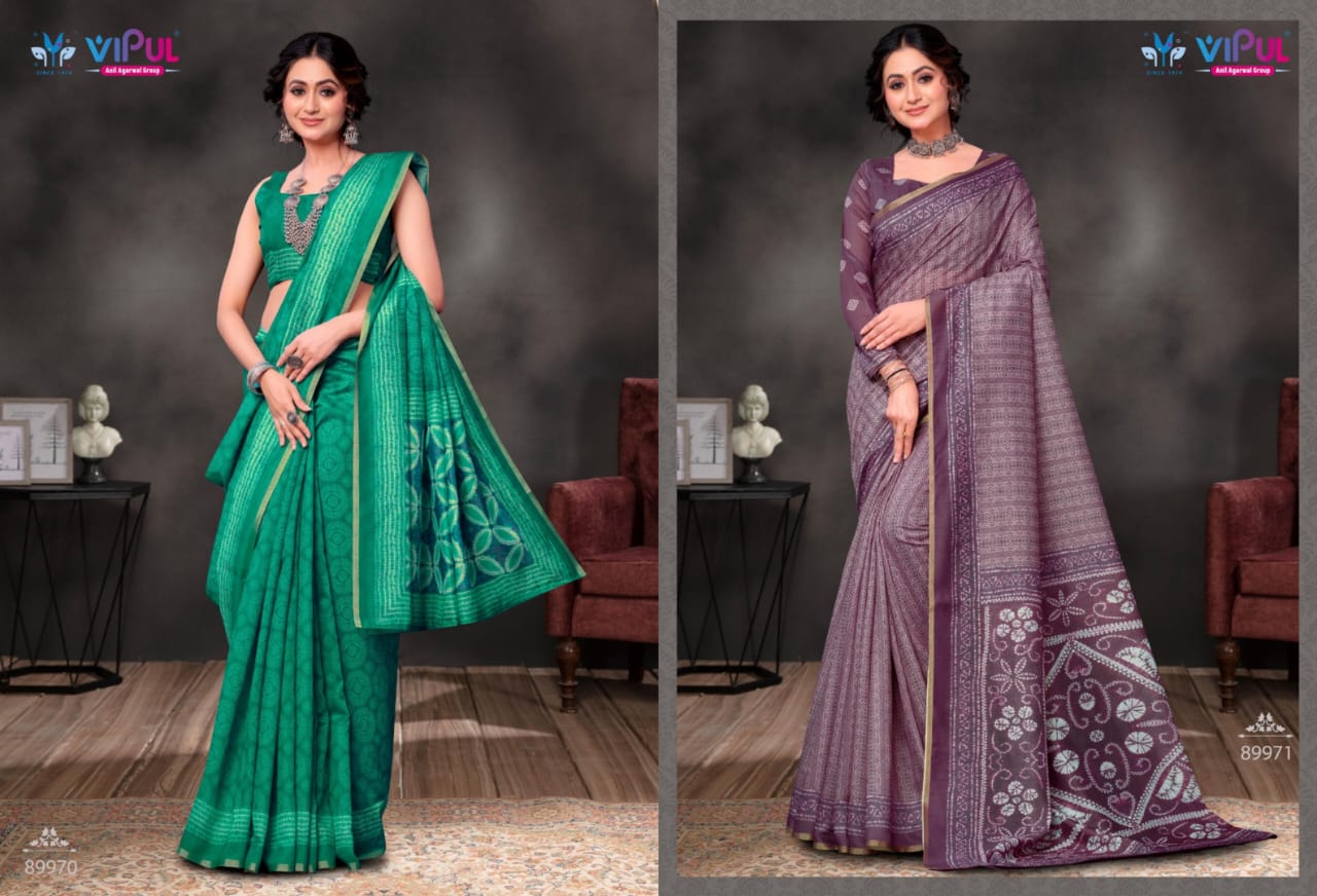 Vipul Cotton Sarees With Breathable Cotton Fabric And Mulitple Vibrant Color