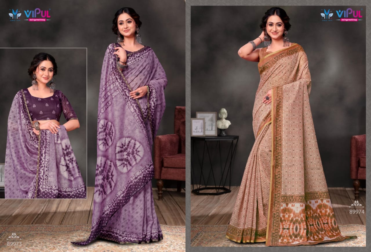 Vipul Cotton Sarees With Breathable Cotton Fabric And Mulitple Vibrant Color
