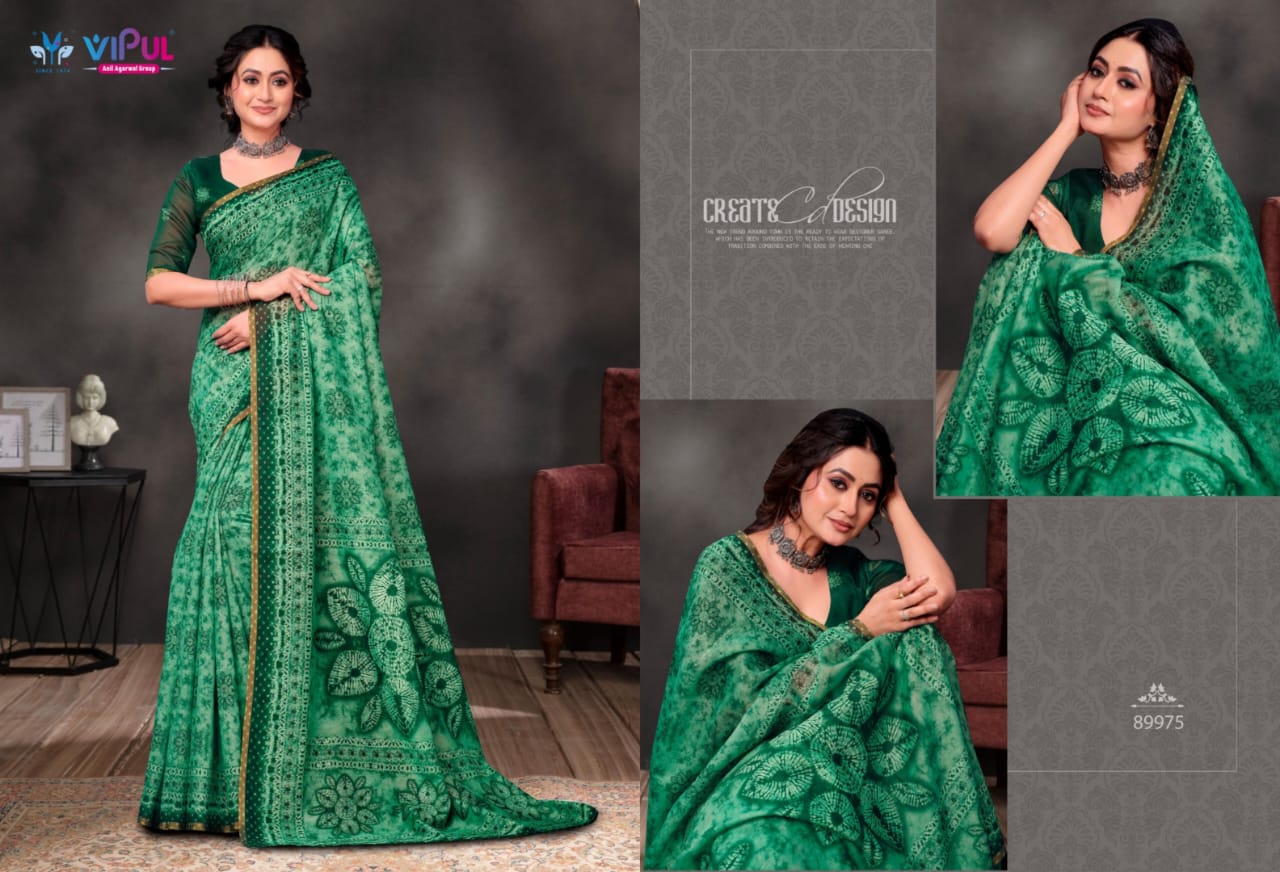 Vipul Cotton Sarees With Breathable Cotton Fabric And Mulitple Vibrant Color