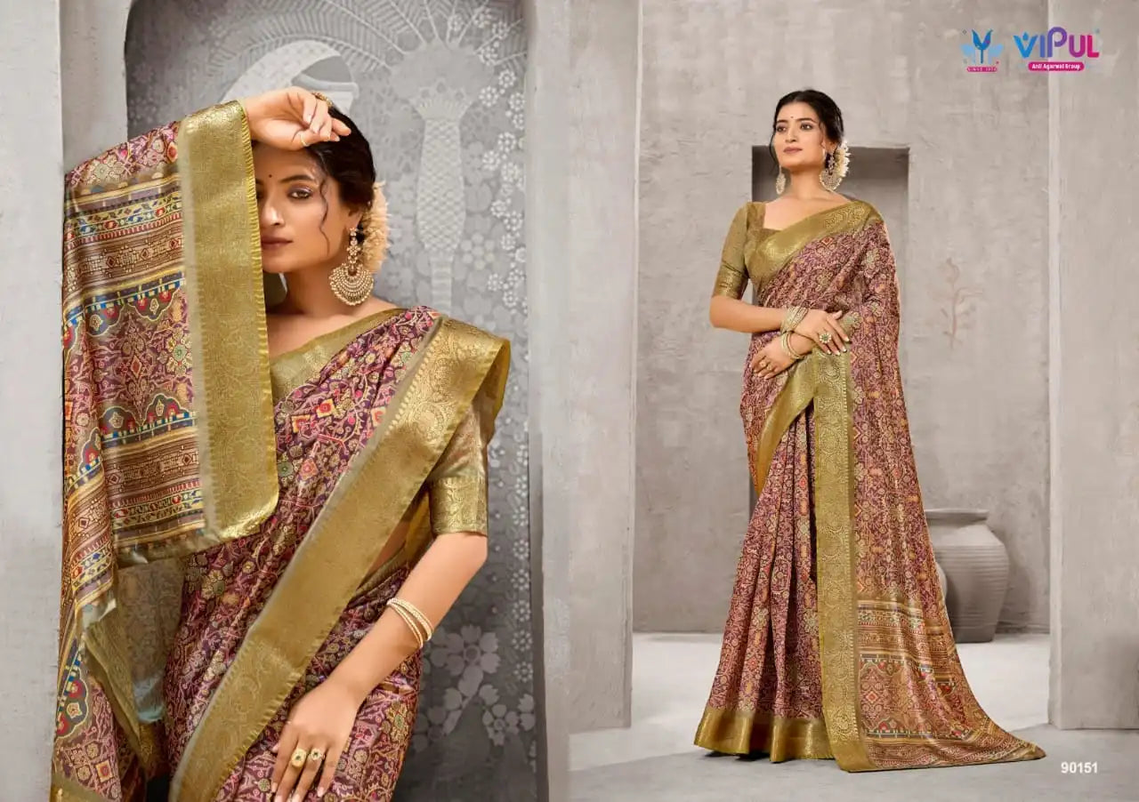 Vipul Sarees Feature Exquisite Silk Weaving Borders That Enhance Their Elegance