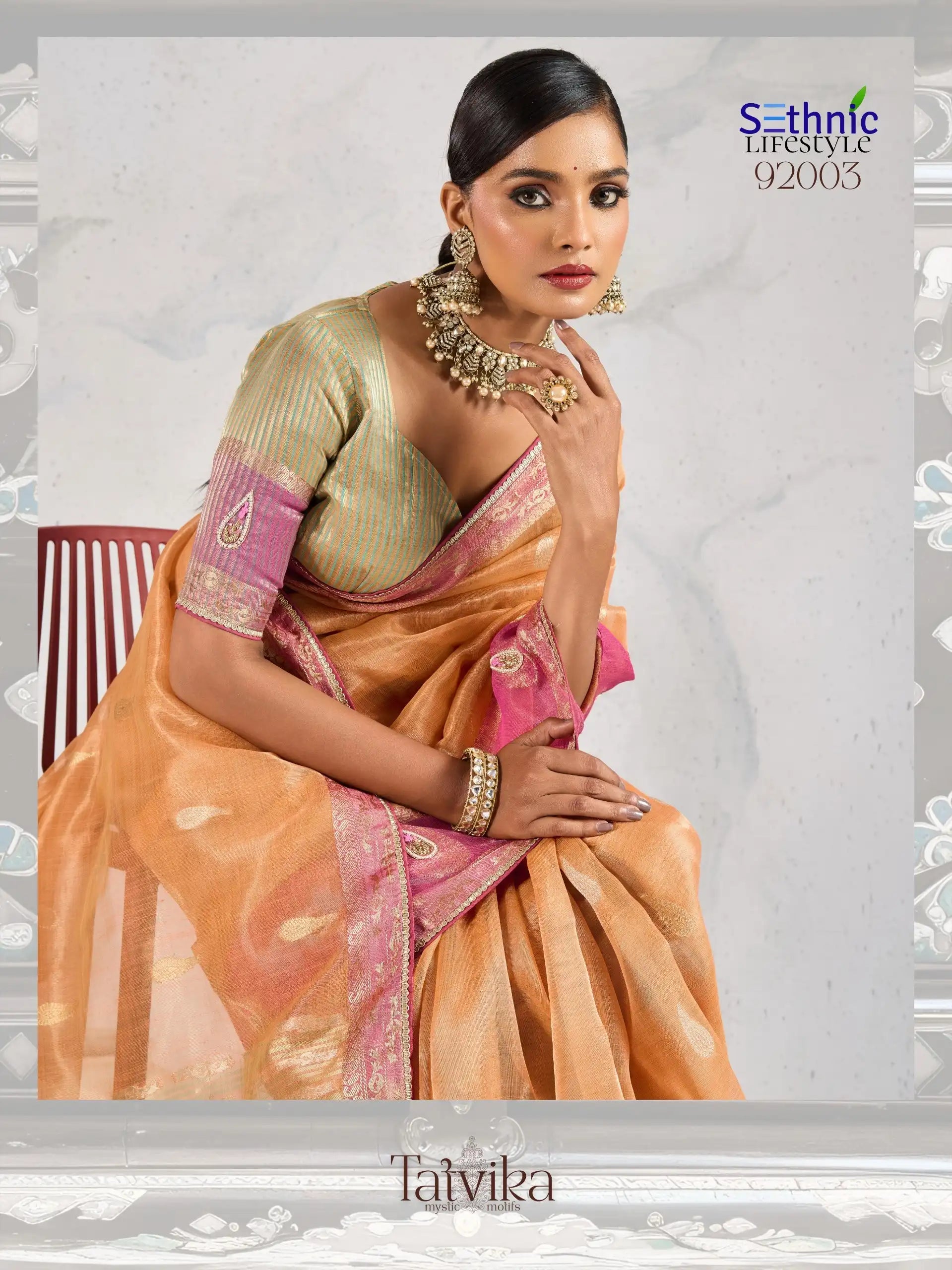 Sethnic Lifestyle Sarees Crafted From A Refined Blend Of Tissue And Linen Fabrics