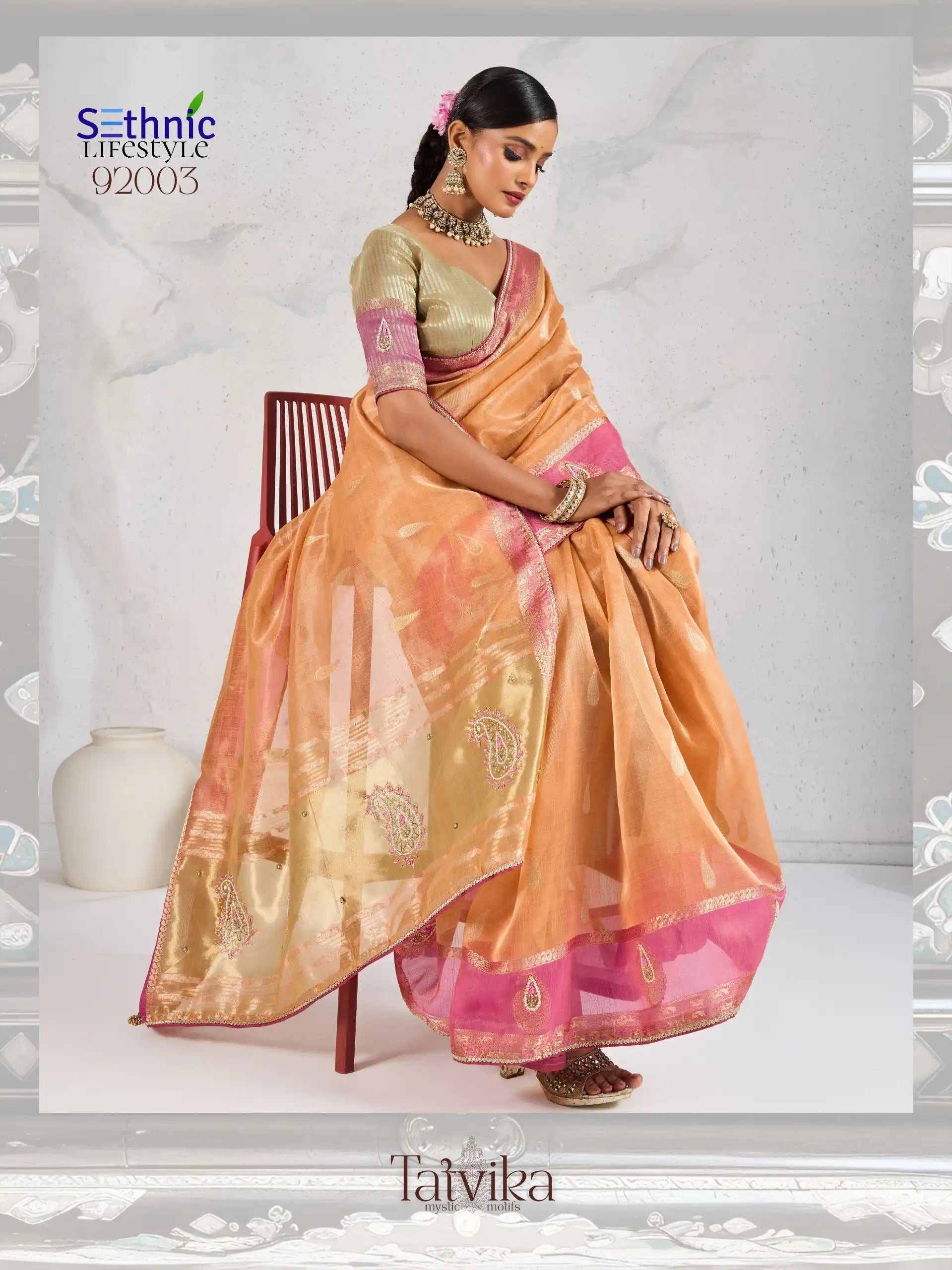 Sethnic Lifestyle Sarees Crafted From A Refined Blend Of Tissue And Linen Fabrics