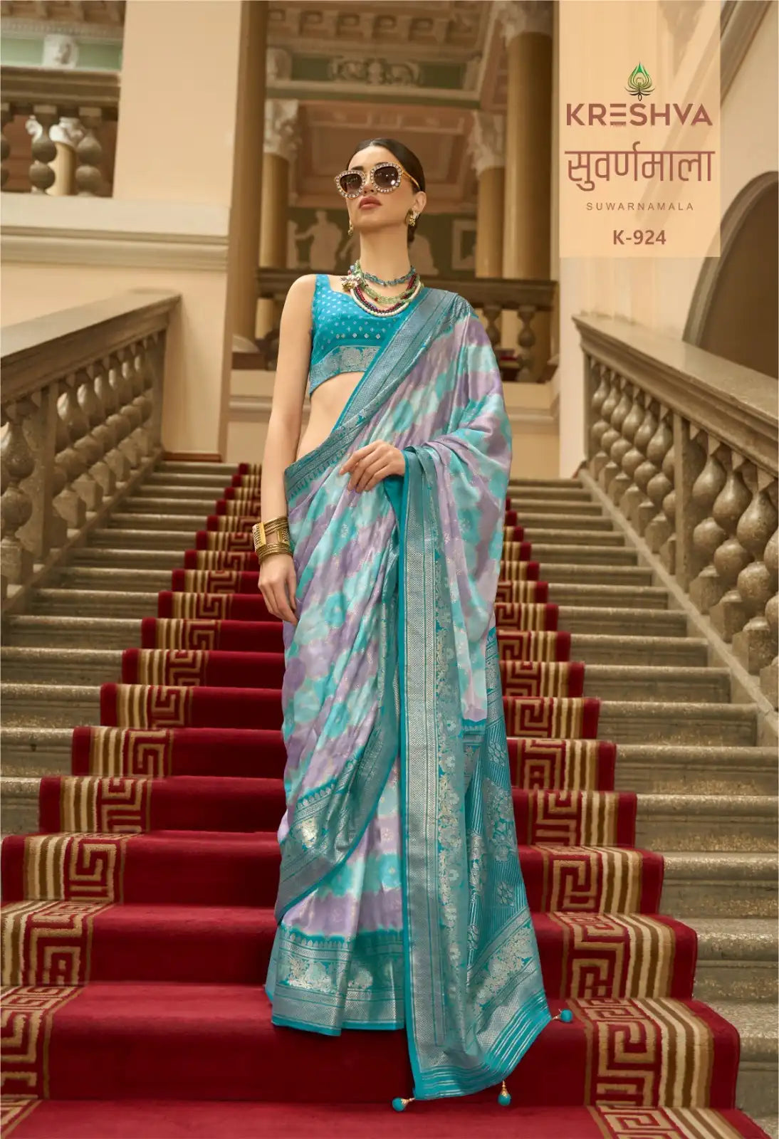 KRESHVA Sarees Crafted With Satin Fabric Offer A Smooth Lustrous Finish That Enhances Comfort