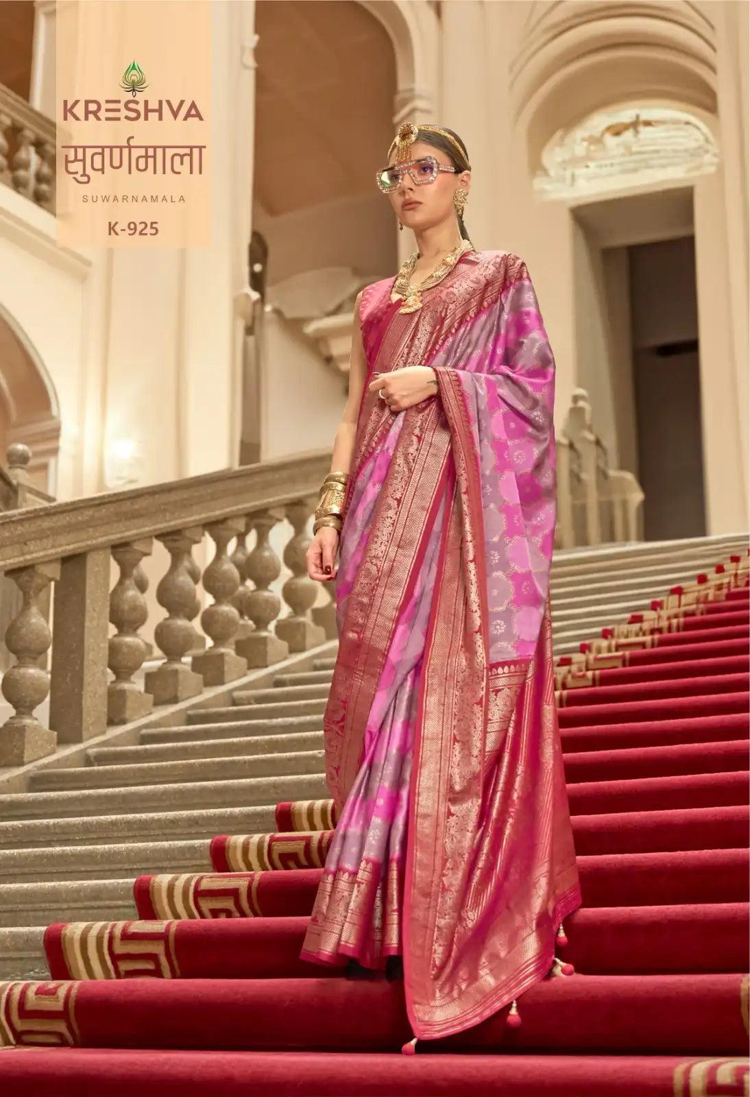 KRESHVA Sarees Crafted With Satin Fabric Offer A Smooth Lustrous Finish That Enhances Comfort