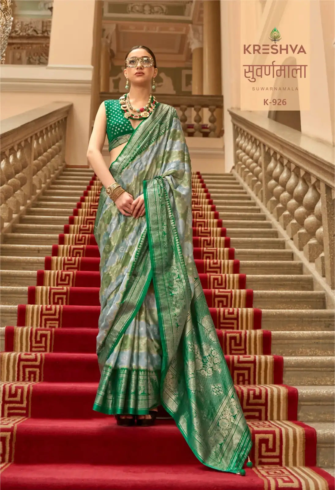 KRESHVA Sarees Crafted With Satin Fabric Offer A Smooth Lustrous Finish That Enhances Comfort