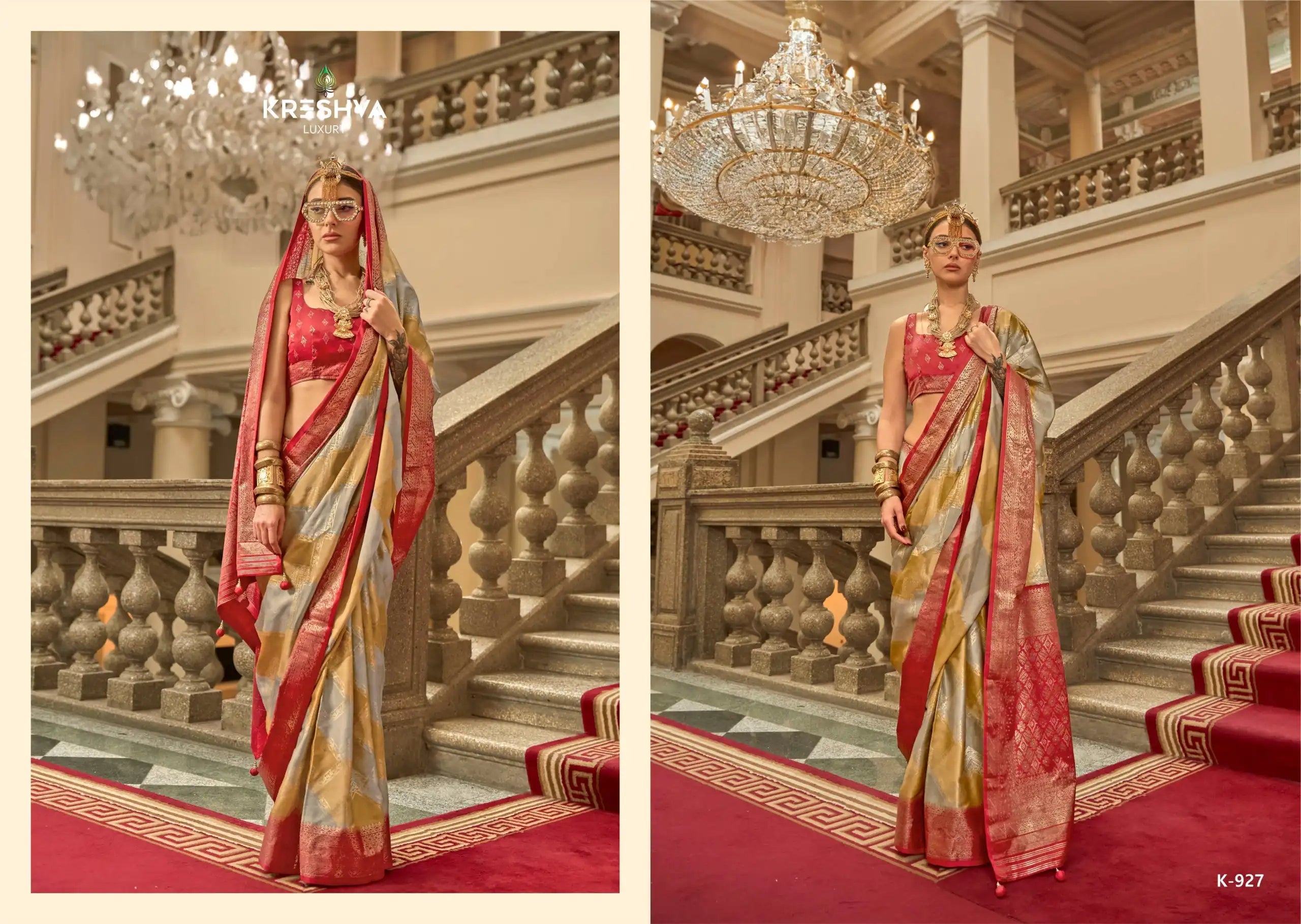 KRESHVA Sarees Crafted With Satin Fabric Offer A Smooth Lustrous Finish That Enhances Comfort
