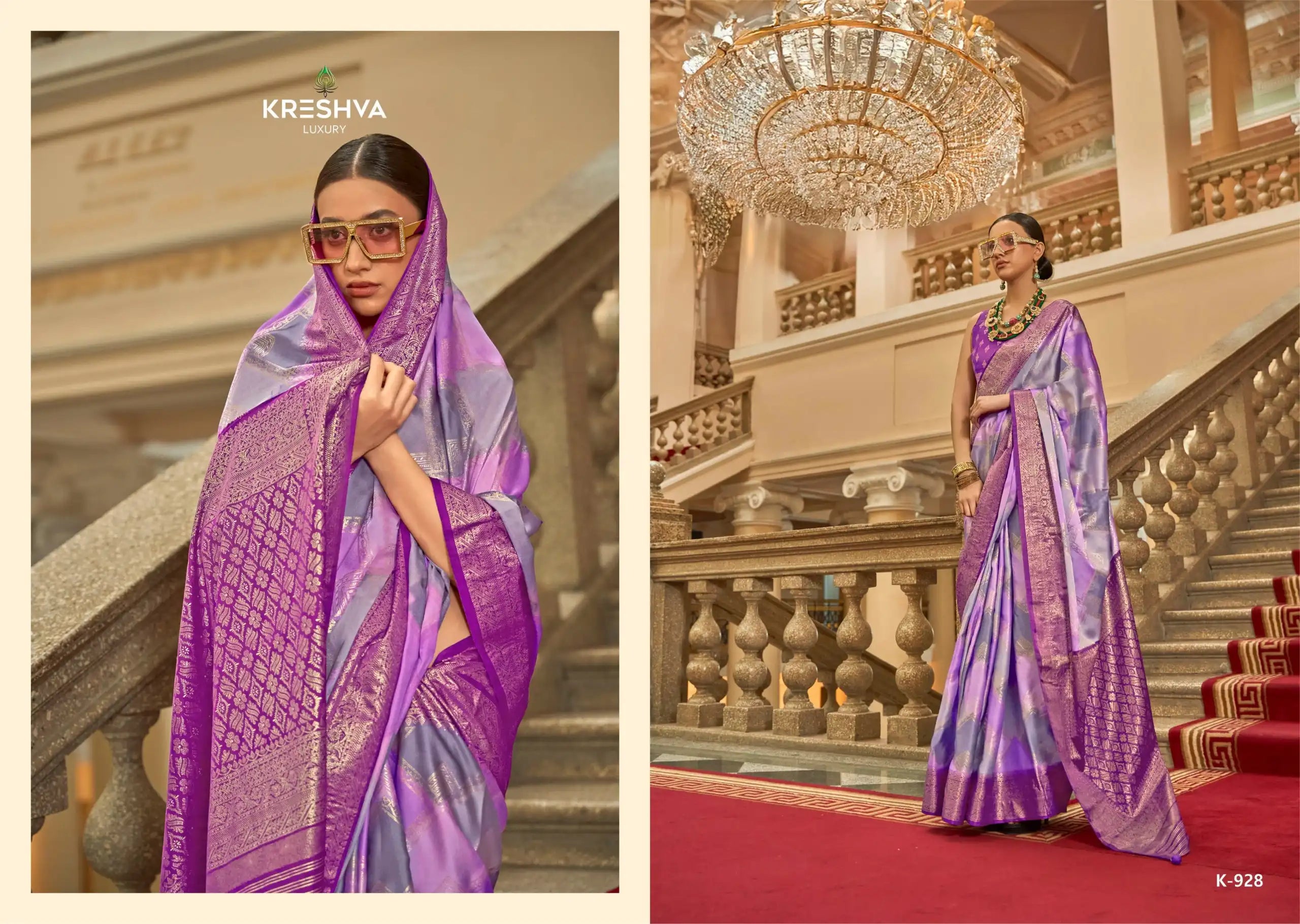 KRESHVA Sarees Crafted With Satin Fabric Offer A Smooth Lustrous Finish That Enhances Comfort