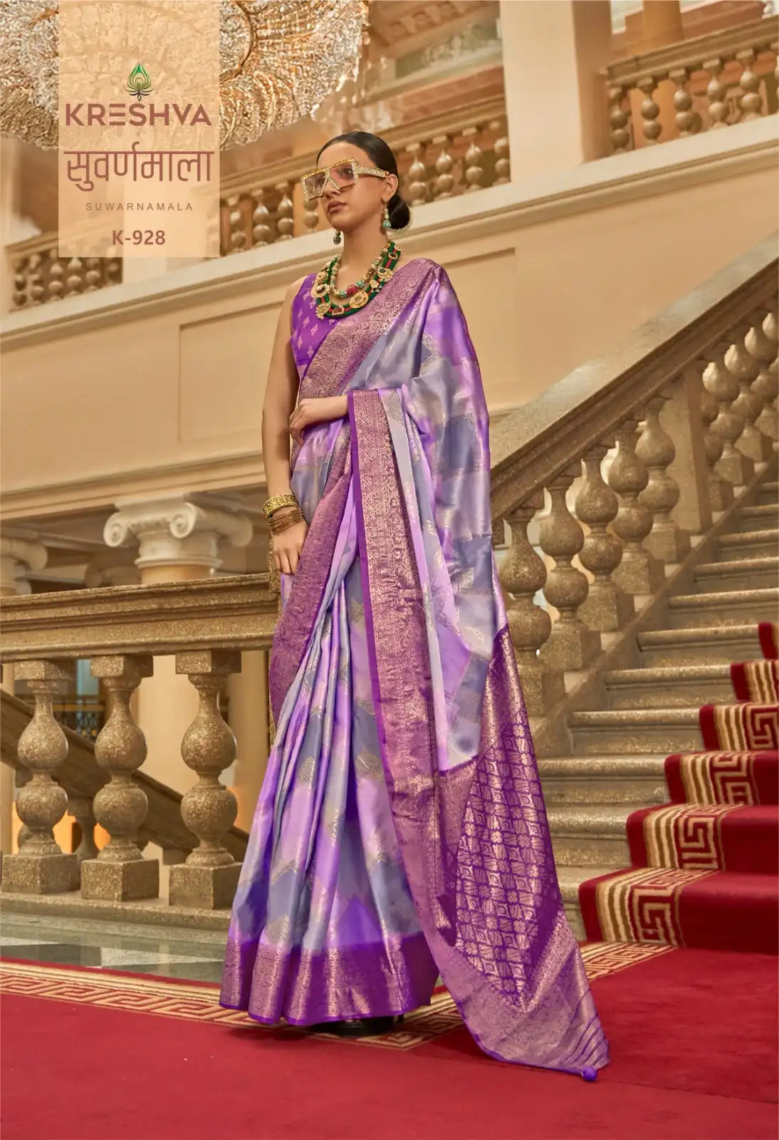 KRESHVA Sarees Crafted With Satin Fabric Offer A Smooth Lustrous Finish That Enhances Comfort