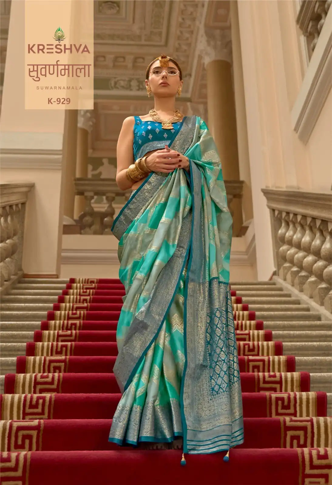 KRESHVA Sarees Crafted With Satin Fabric Offer A Smooth Lustrous Finish That Enhances Comfort