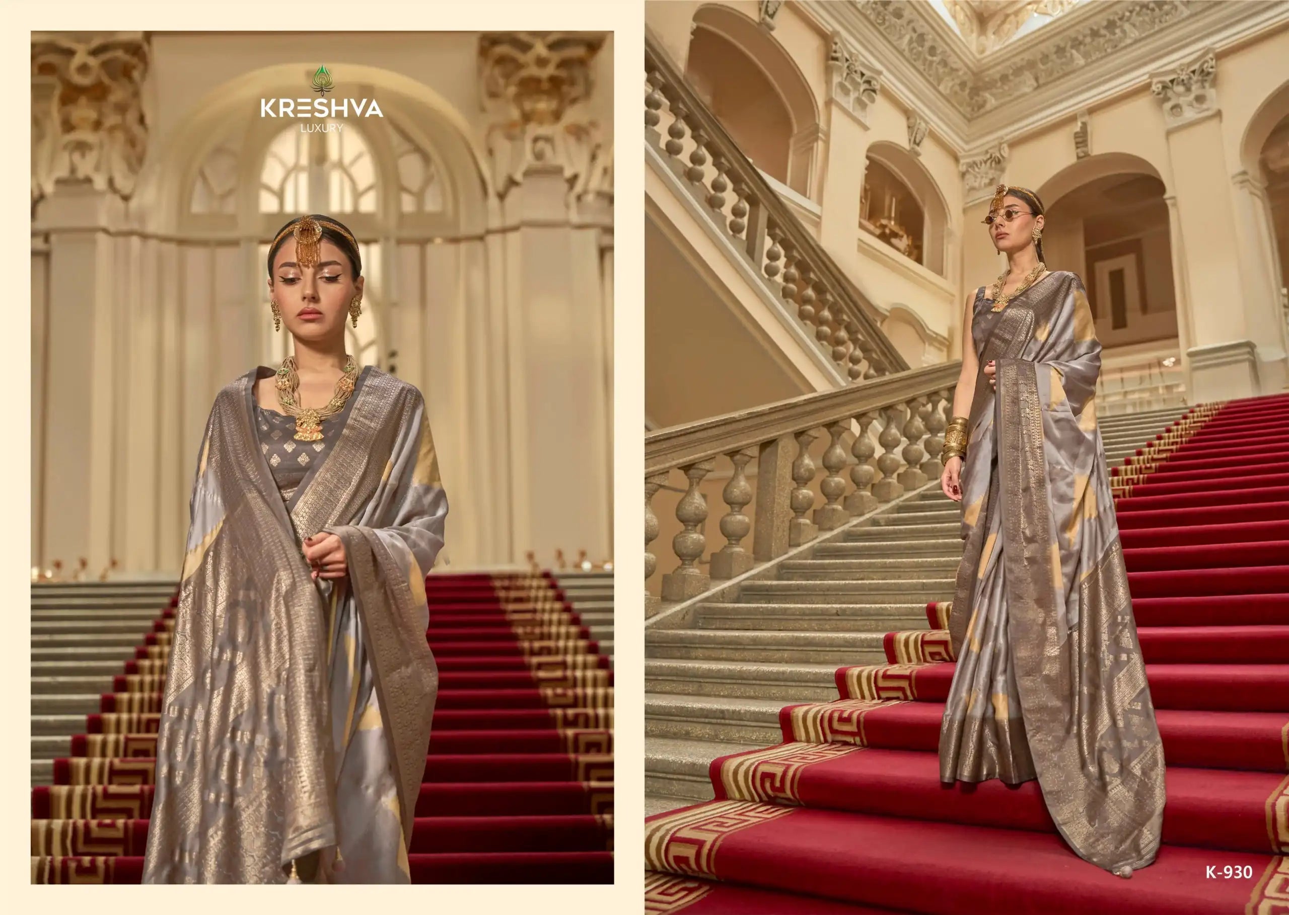 KRESHVA Sarees Crafted With Satin Fabric Offer A Smooth Lustrous Finish That Enhances Comfort