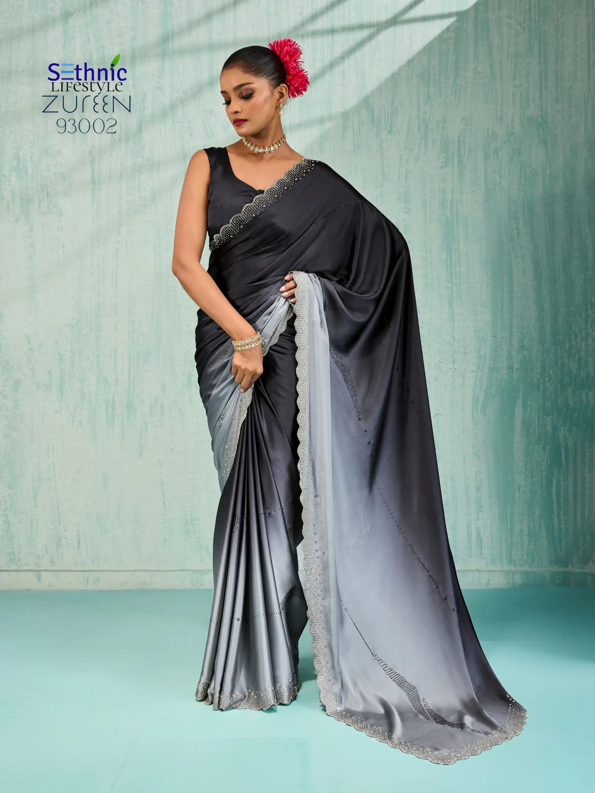 Sethnic Lifestyle Sarees Feature Premium Ombre Japan Satin Known For Its Smooth Texture