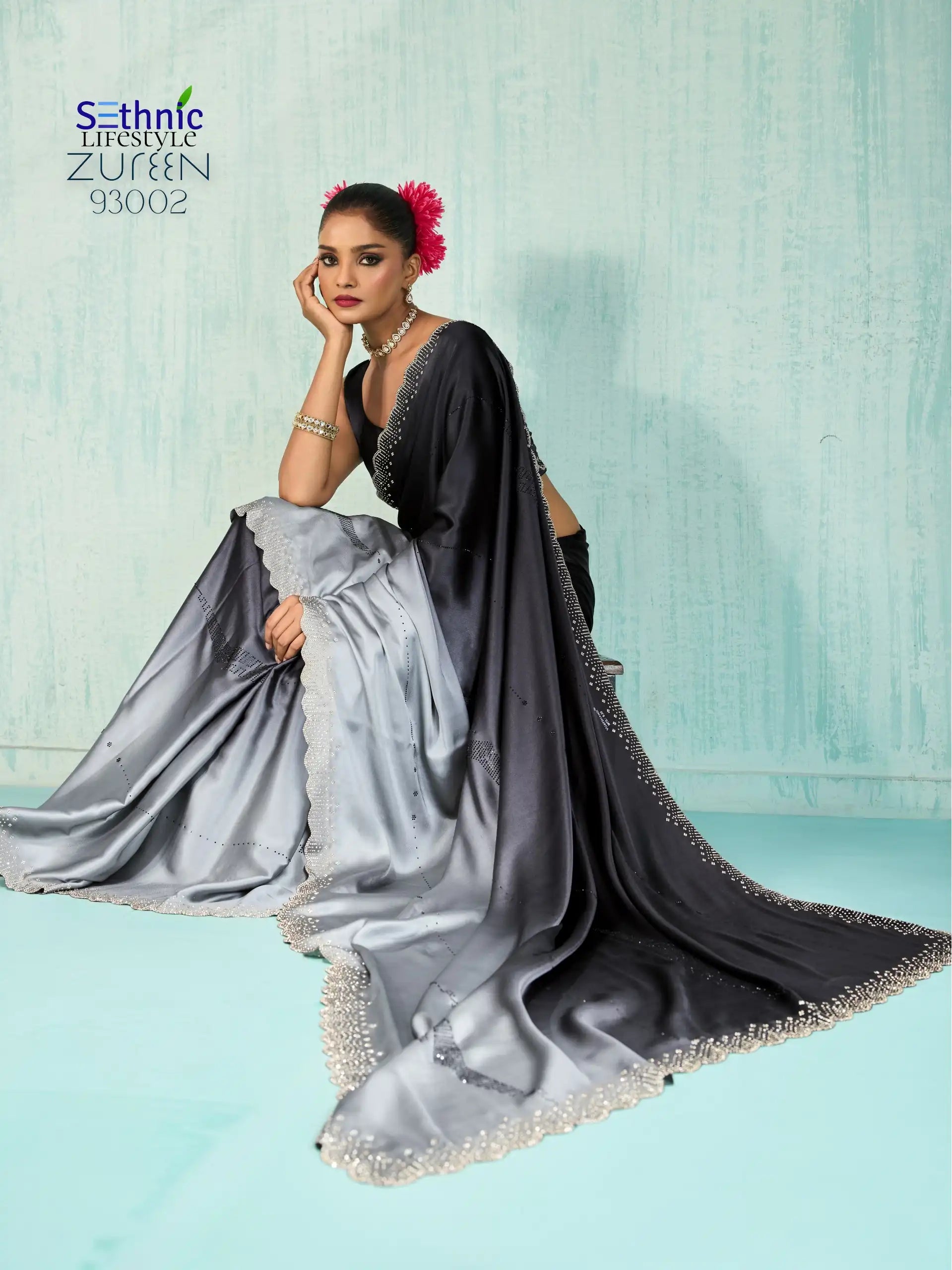 Sethnic Lifestyle Sarees Feature Premium Ombre Japan Satin Known For Its Smooth Texture