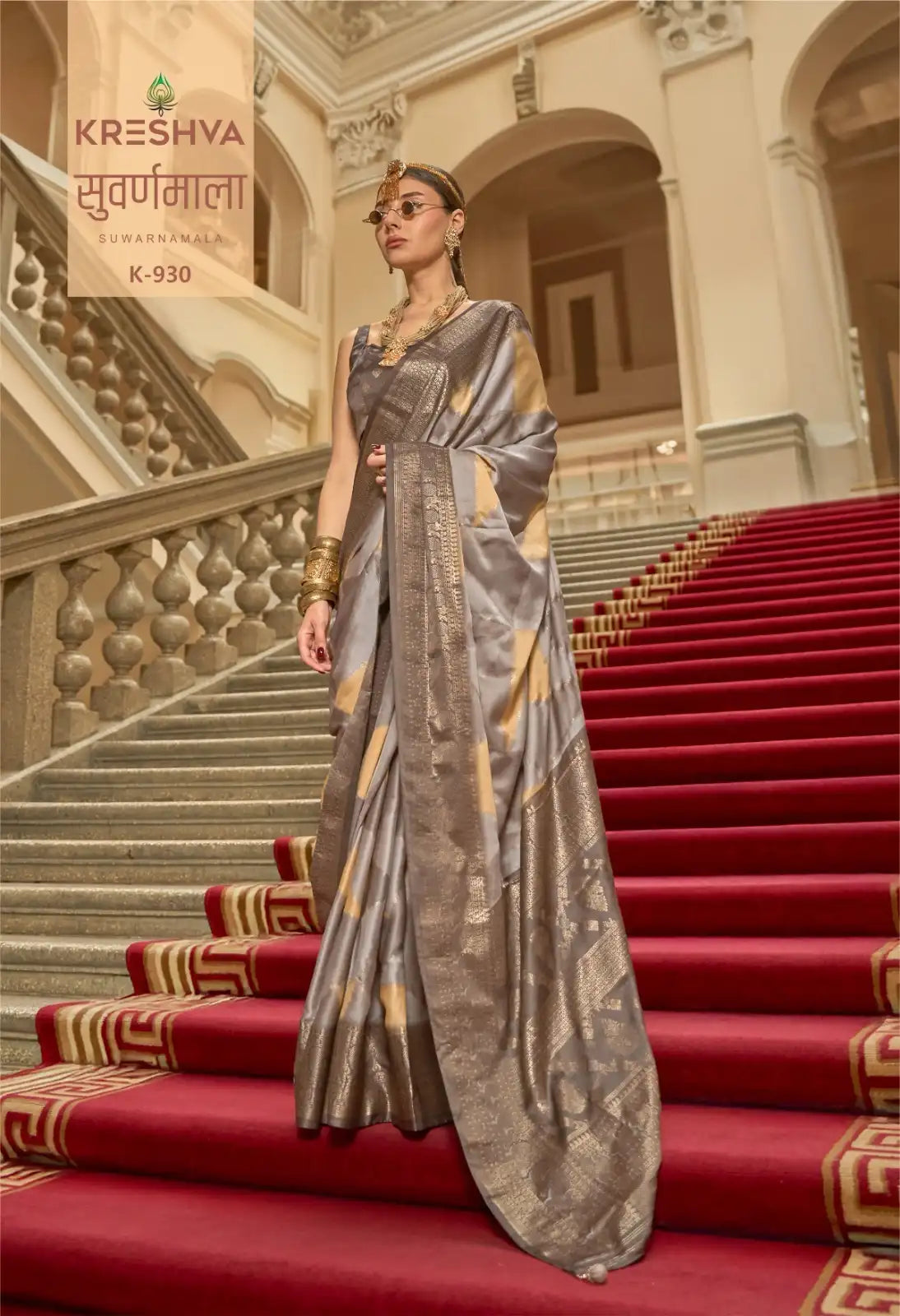 KRESHVA Sarees Crafted With Satin Fabric Offer A Smooth Lustrous Finish That Enhances Comfort
