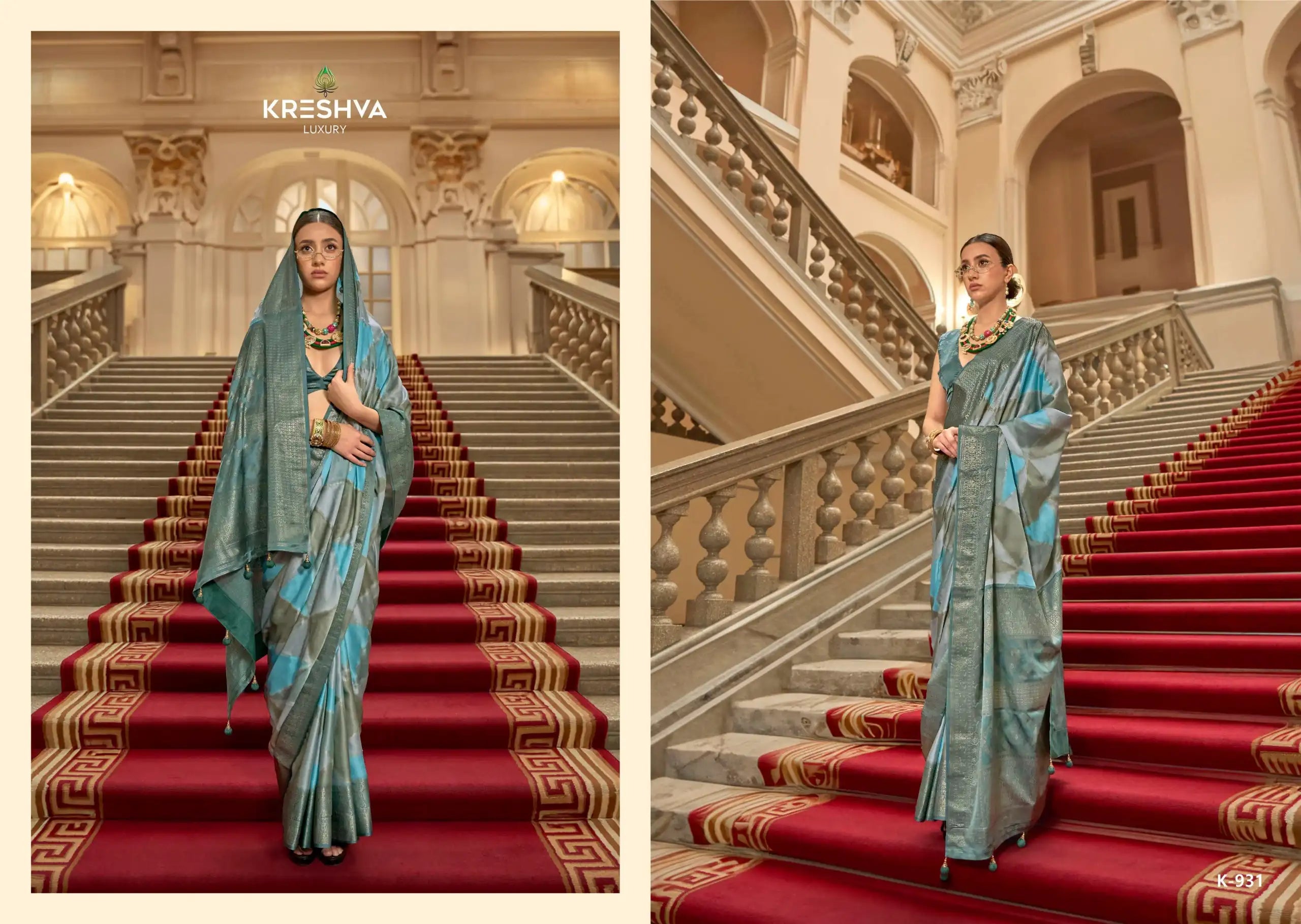 KRESHVA Sarees Crafted With Satin Fabric Offer A Smooth Lustrous Finish That Enhances Comfort
