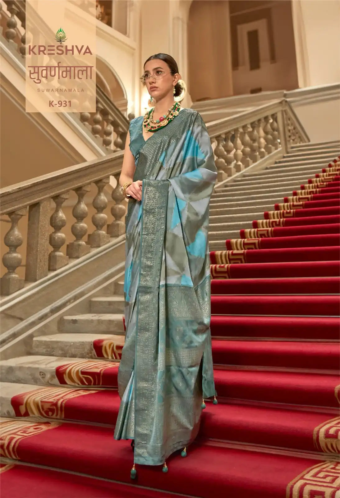 KRESHVA Sarees Crafted With Satin Fabric Offer A Smooth Lustrous Finish That Enhances Comfort