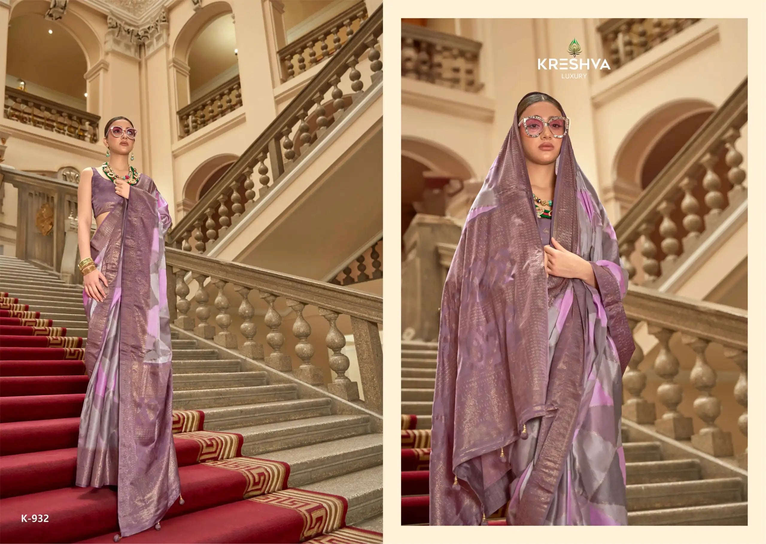 KRESHVA Sarees Crafted With Satin Fabric Offer A Smooth Lustrous Finish That Enhances Comfort