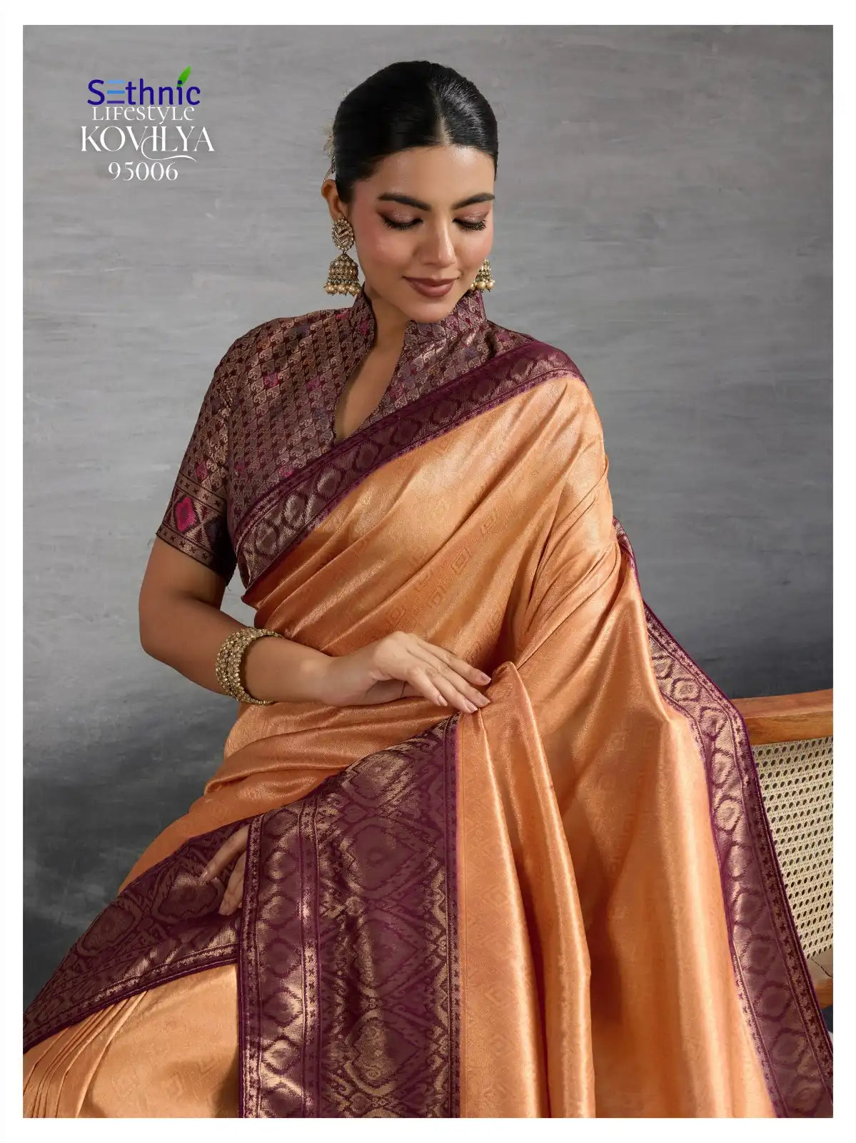 Sethnic LifeStyle Sarees Are Crafted From Premium Kanjivaram Soft Silk Featuring The Distinctive Kadiyal Pattern