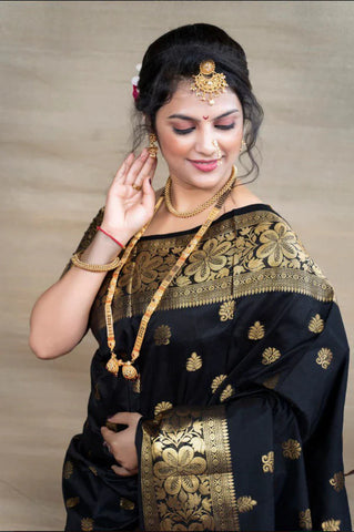 Black Banarasi Silk Saree