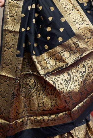 Black Banarasi Silk Saree