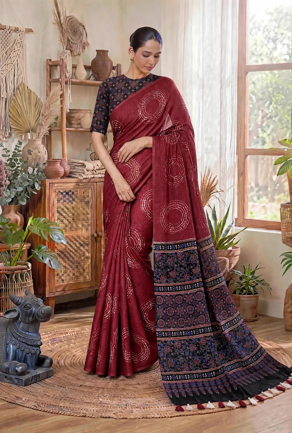 Soft cotton linen saree