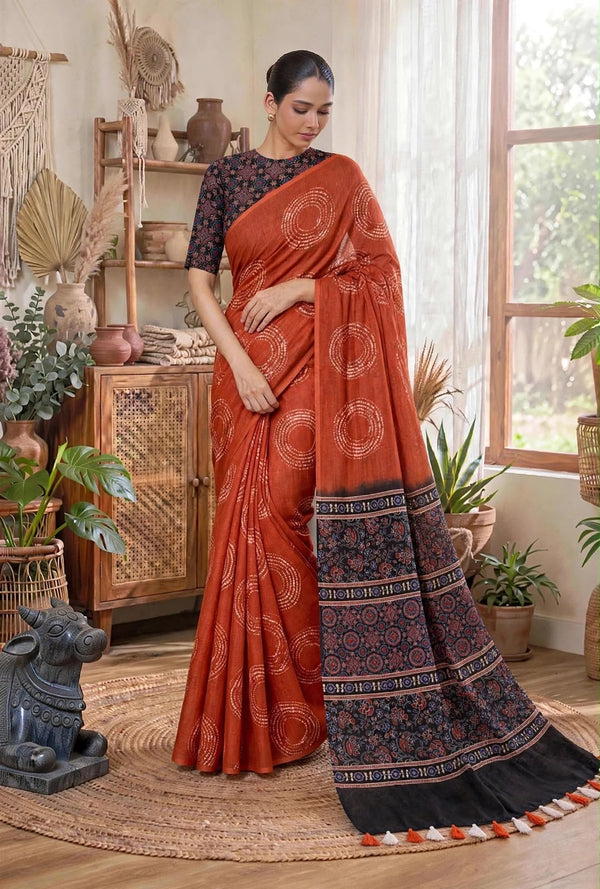 Soft cotton linen saree