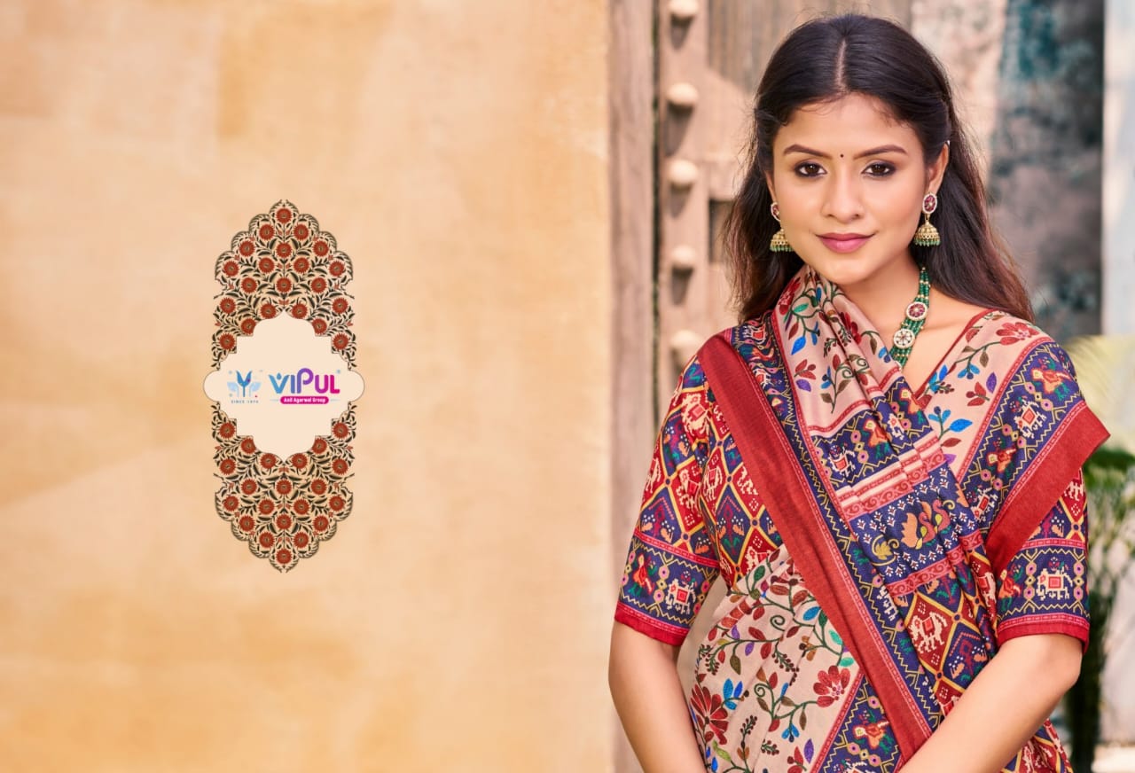 Vipul Crepe Silk Sarees Combine With Smooth Texture