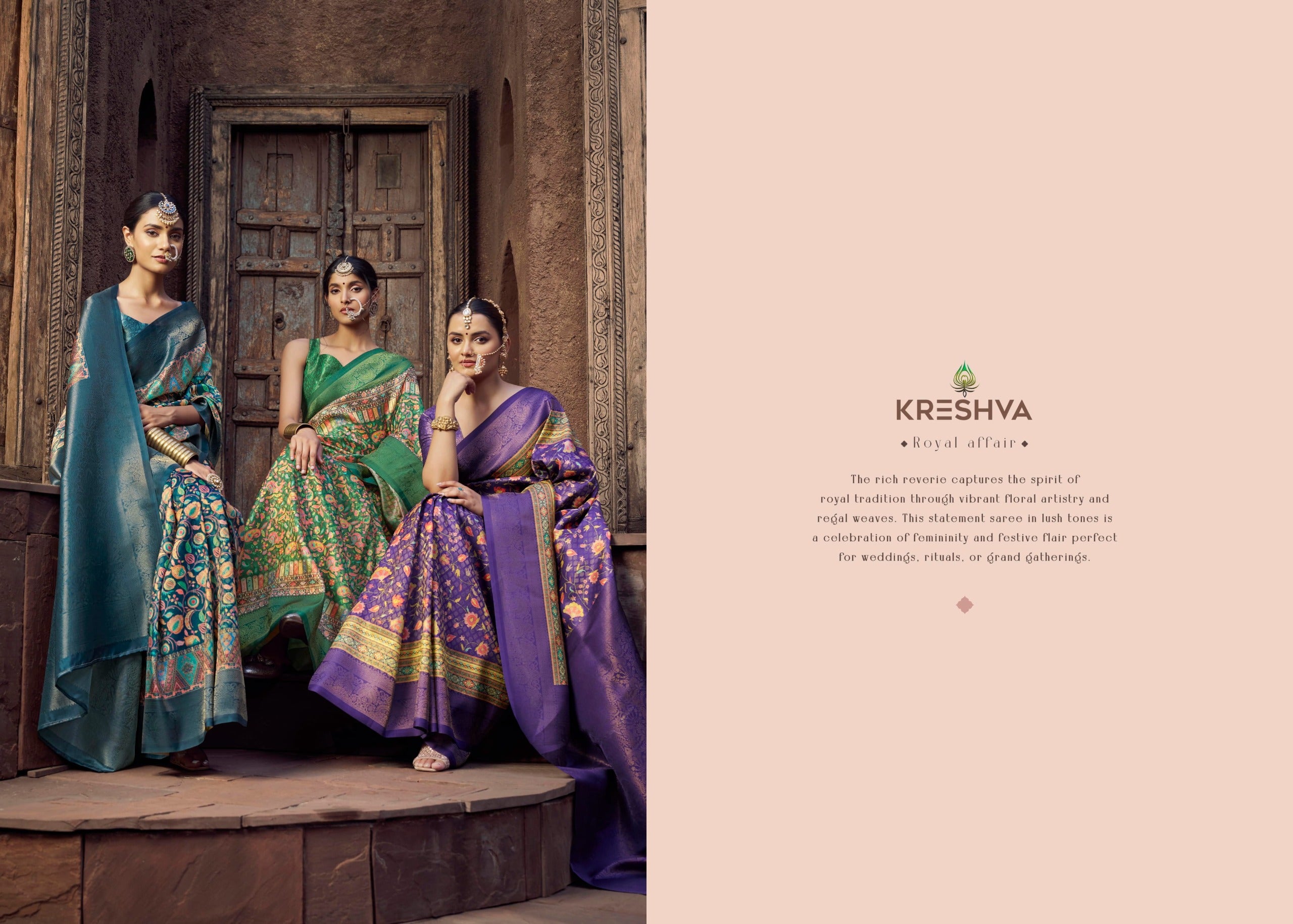 Kreshva Jacquard Silk Sarees With Zari work
