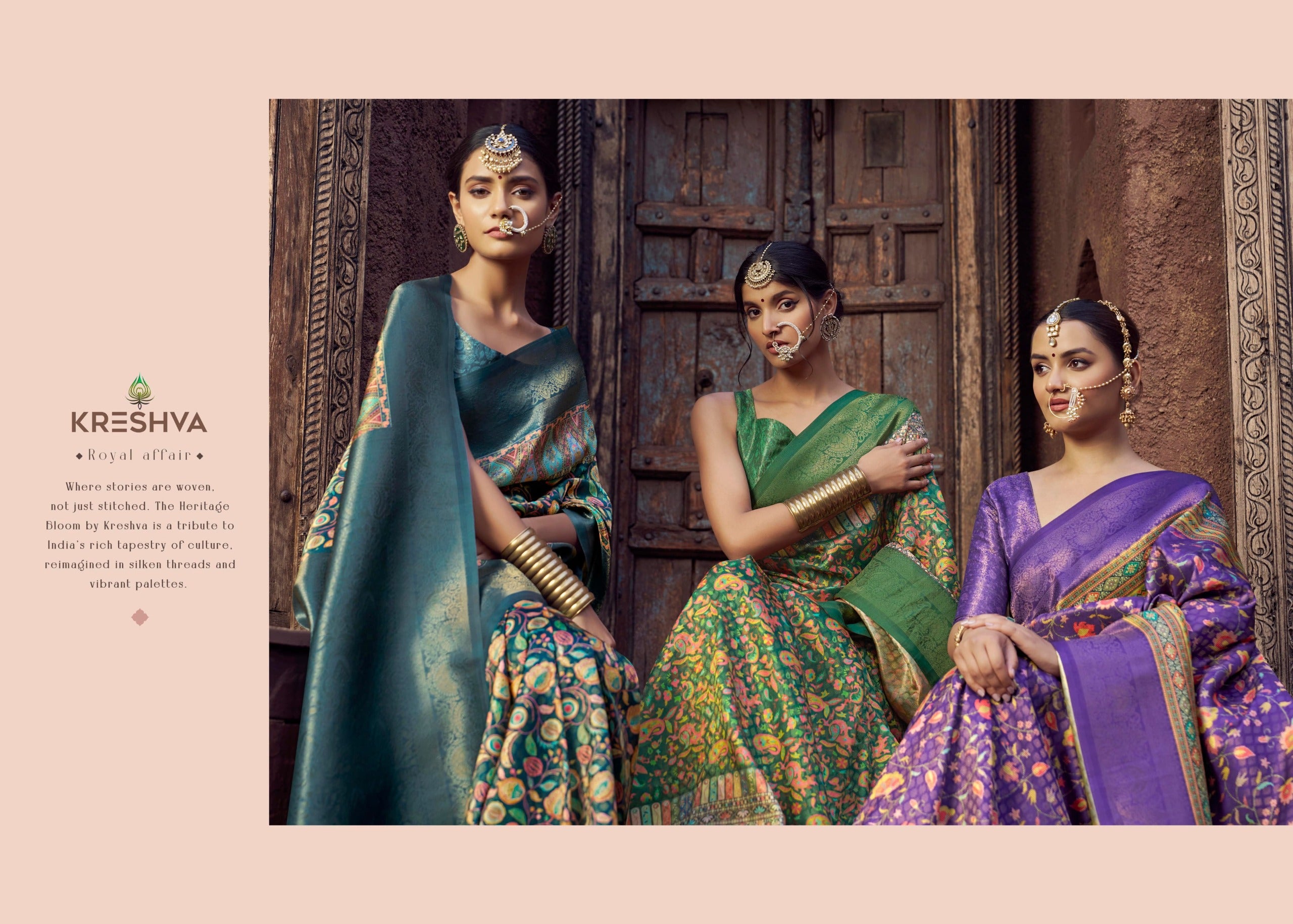 Kreshva Jacquard Silk Sarees With Zari work