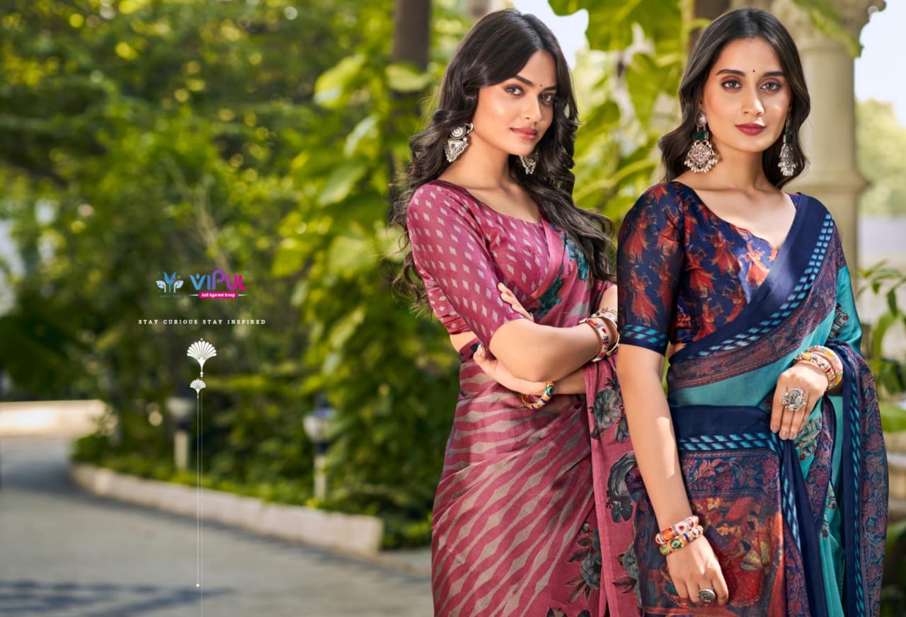 Vipul Chiffon Sarees With Vibrant Color Sarees With Lihghtweight Chiffon Fabric