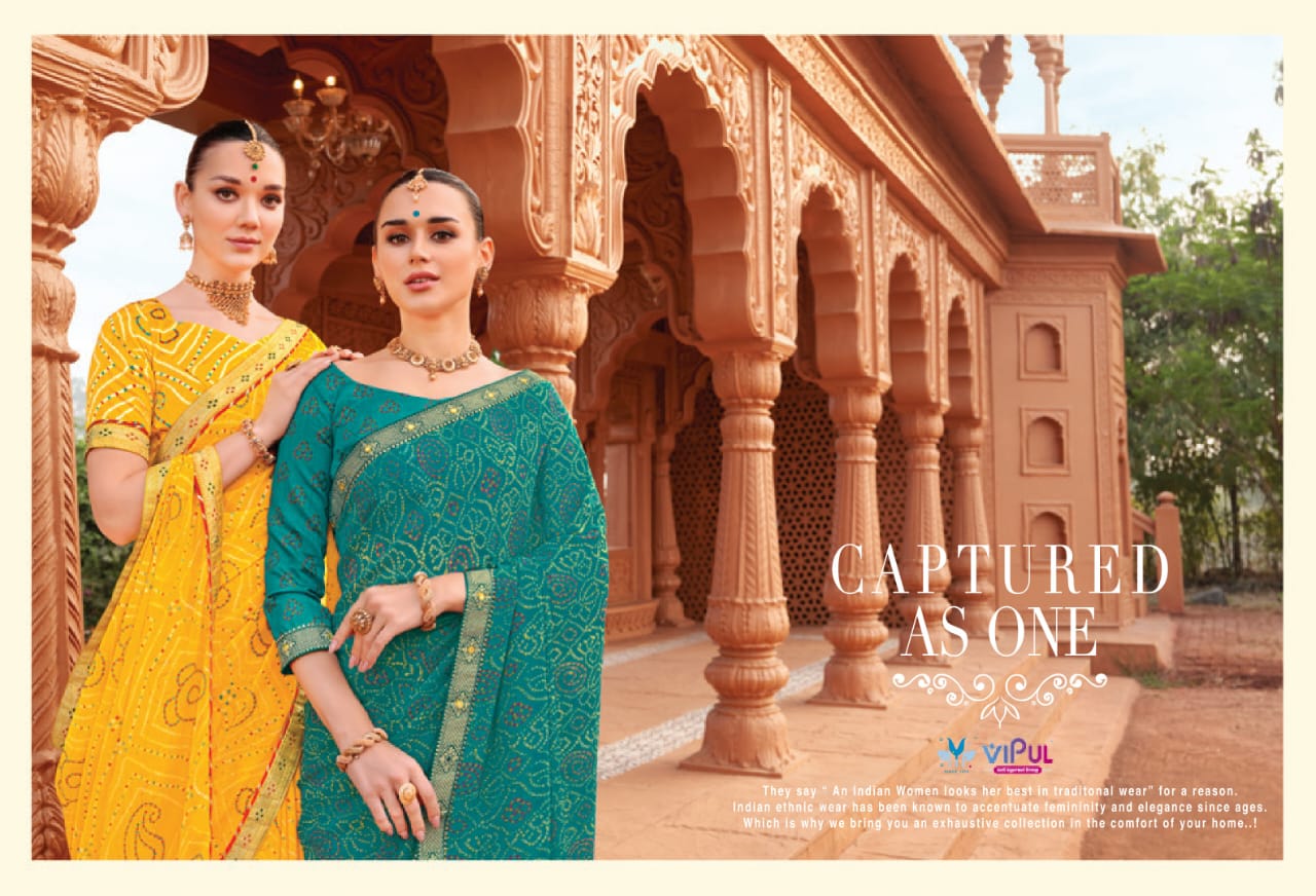 Vipul Chiffon Sarees With Vibrant Color And Crfted With Lightweight Chiffon Fabric