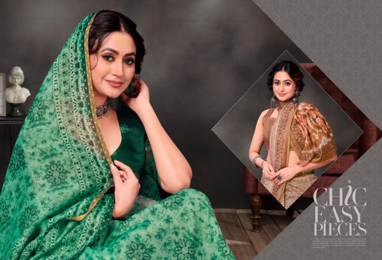 Vipul Cotton Sarees With Breathable Cotton Fabric And Mulitple Vibrant Color