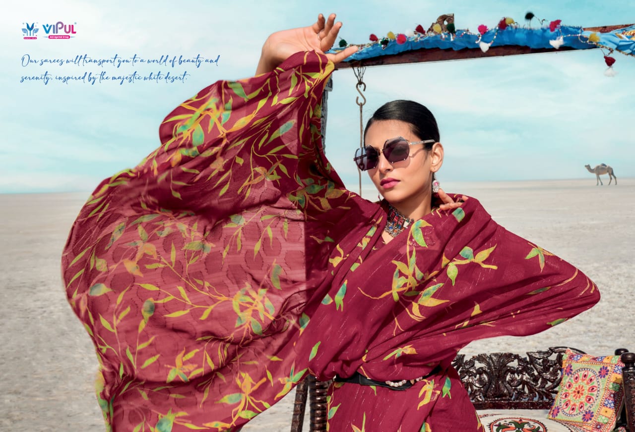 Vipul Georgette Patten Sarees With Elegant Design Featuring Intricate Patten Work