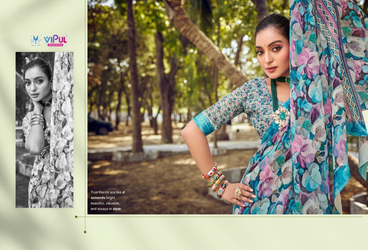 Vipul Dal Mos Crafted Sarees With Vibrant Color Of Sarees