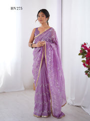 Fashion Berry Smooth Gold Crush Frabic Sarees With Vibrant Color